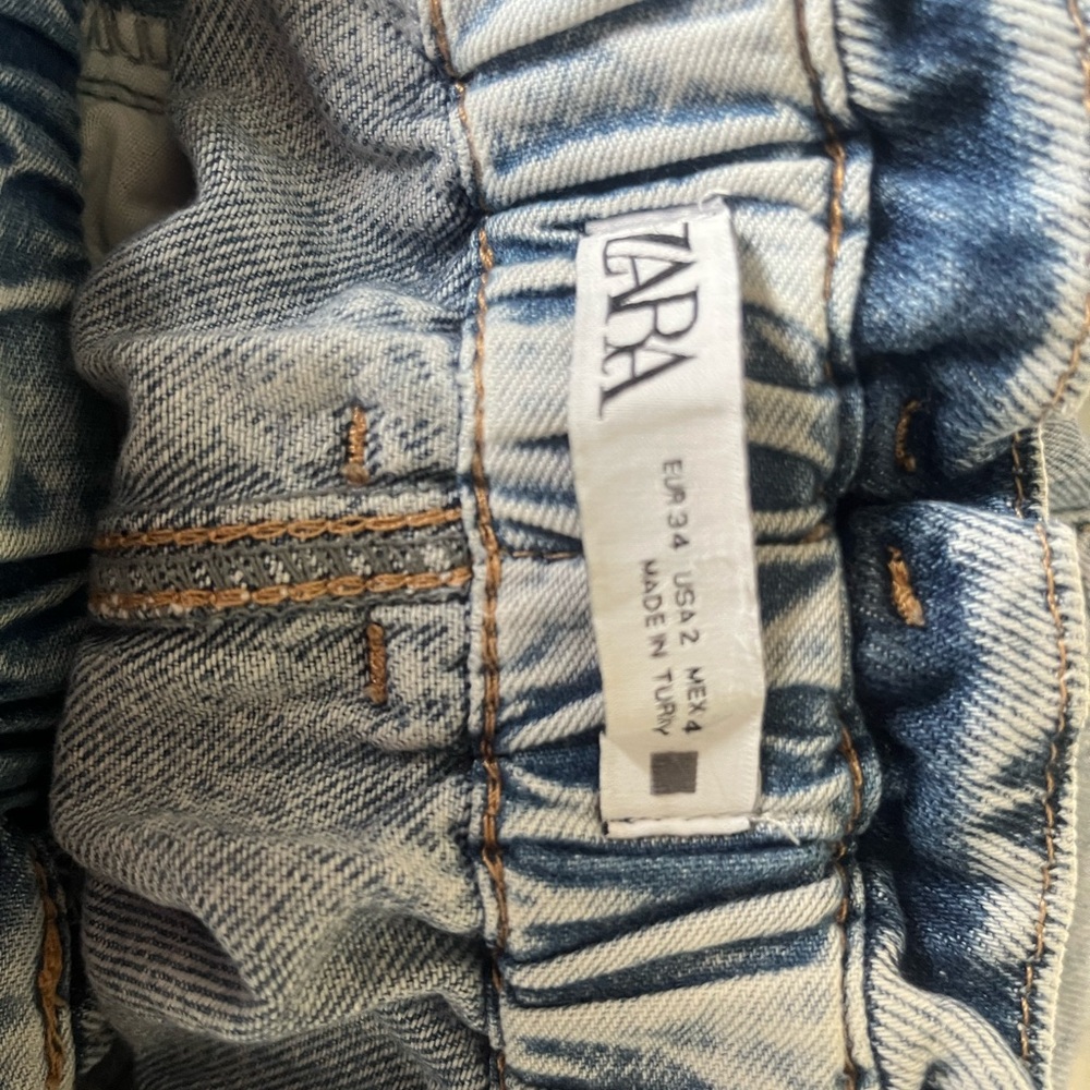 Zara blue & white paperbag jeans - Picture 7 of 7